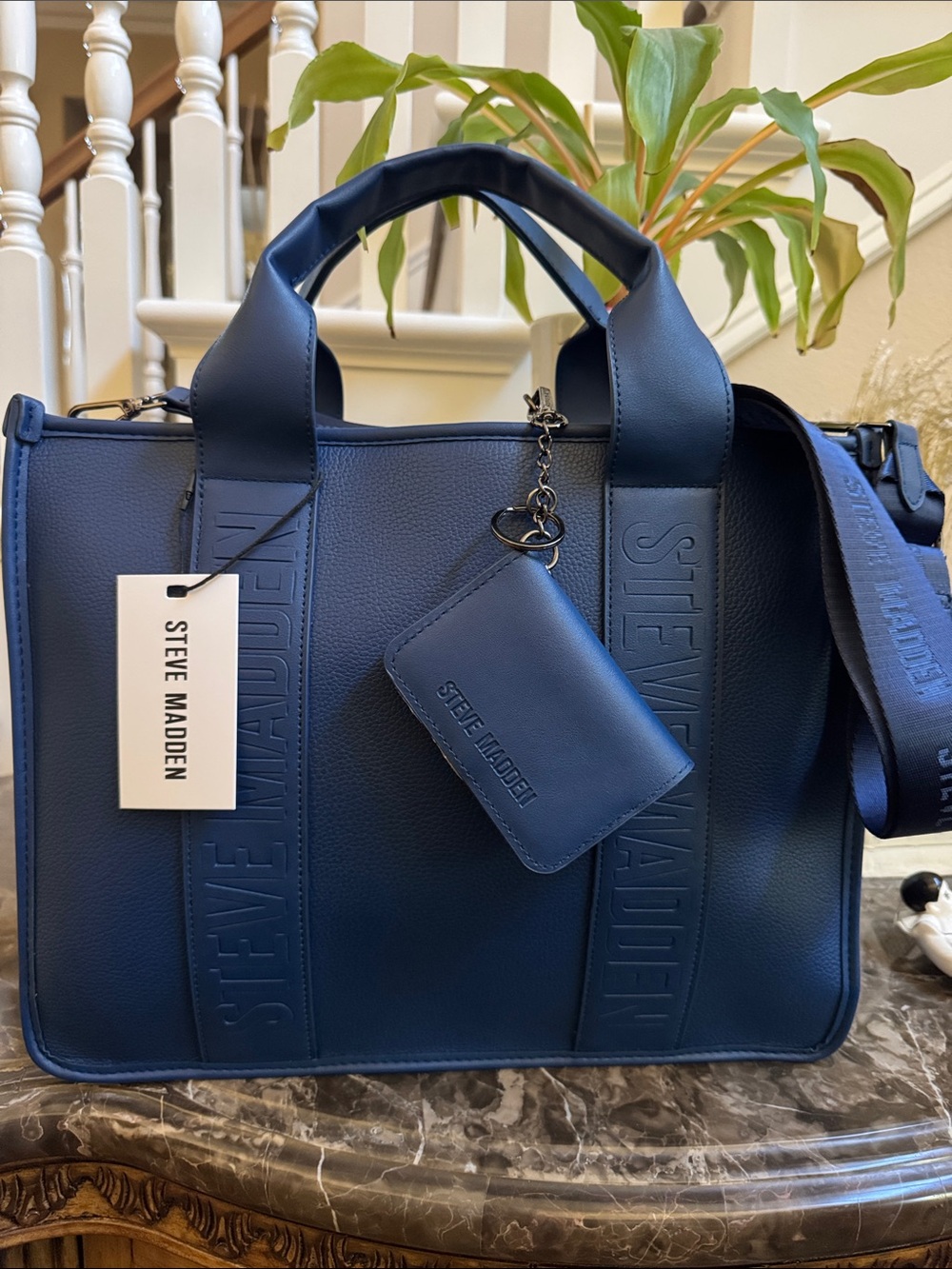✅NEW “Steve Madden” Navy Blue Structured Tote Bag